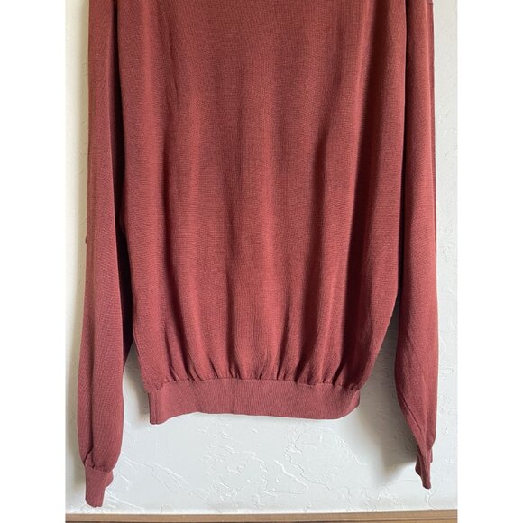 Pronto Uomo Size Large Rust Orange Mock Neck Knit Pullover Sweater 55/45 Silk Co - Picture 7 of 9